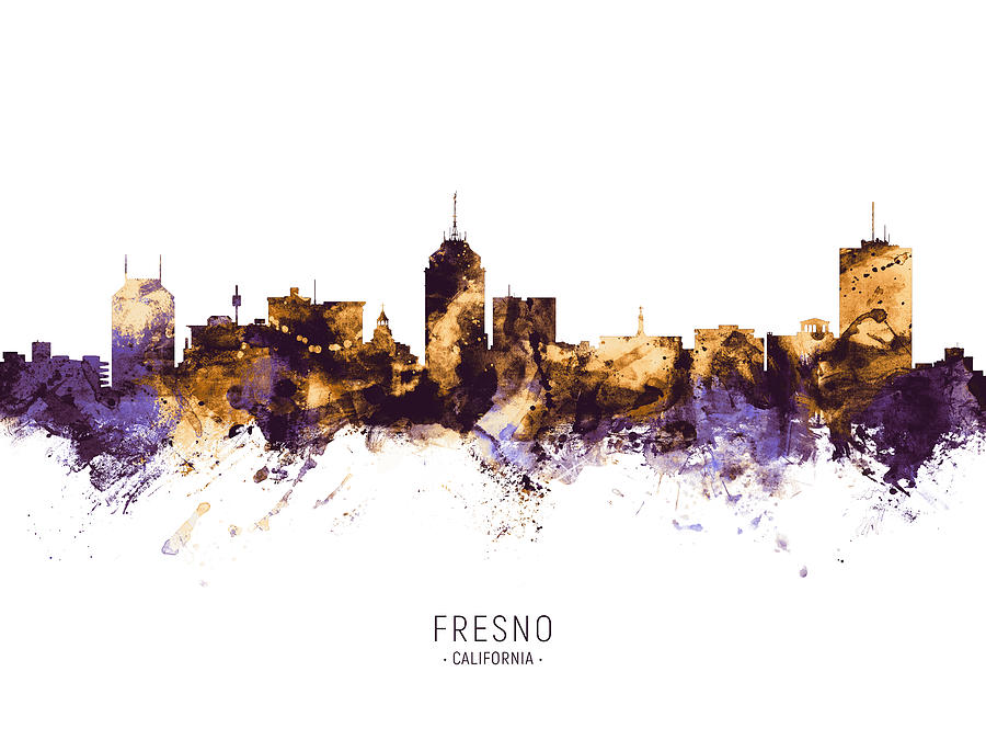 Fresno California Skyline #10 Digital Art by Michael Tompsett