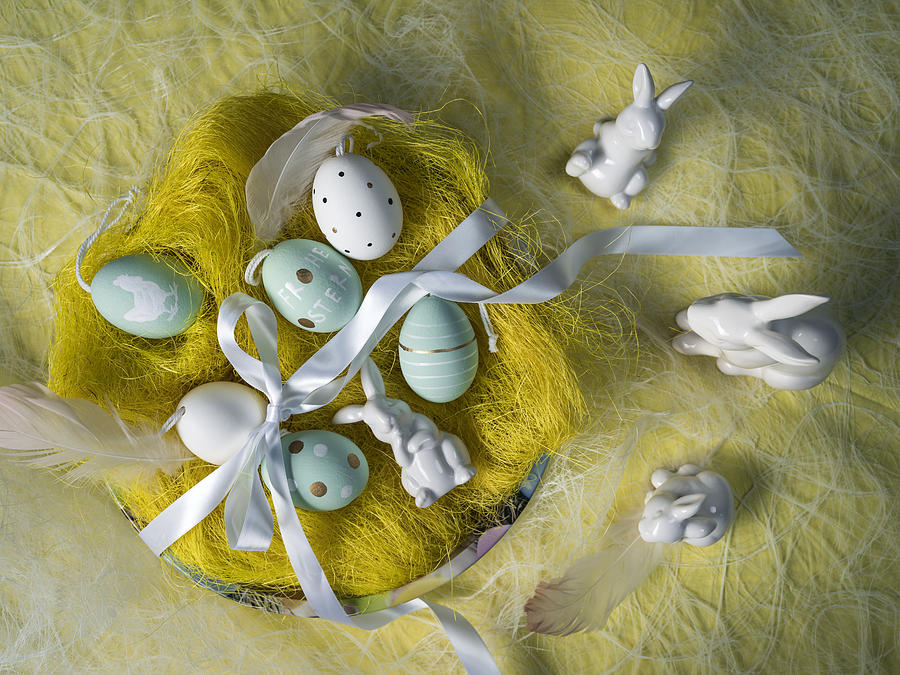 Frohe Ostern - Hasen und Eier im Osternest #10 Photograph by Martin Steinthaler