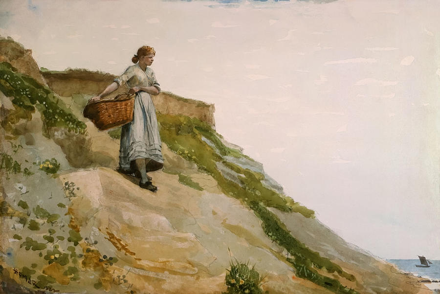 Girl Carrying A Basket By Winslow Homer Painting