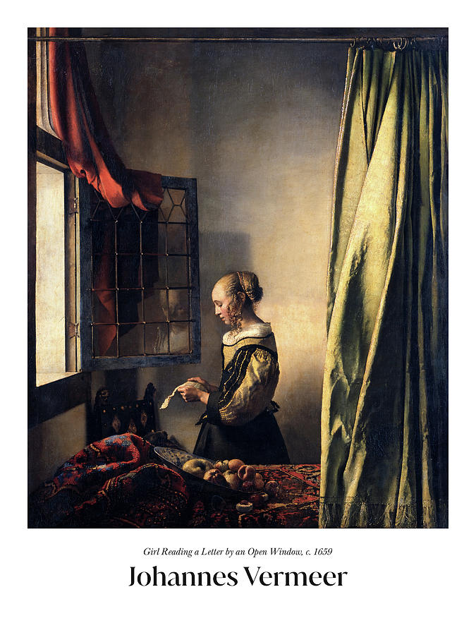 Girl Reading a Letter by an Open Window Painting by Johannes Vermeer ...