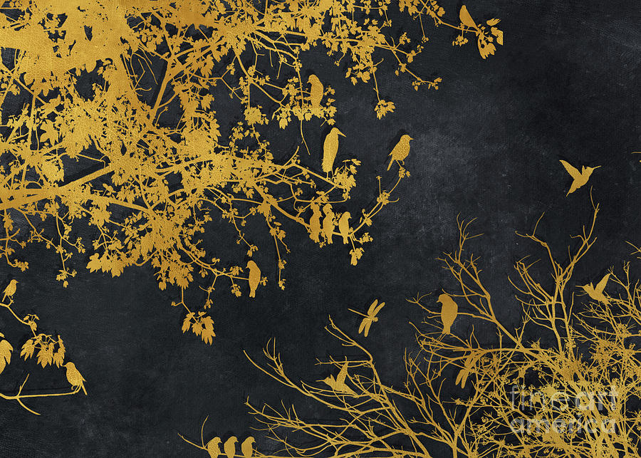 Gold And Black Floral #goldblack #floral #10 Digital Art by Justyna Jaszke JBJart