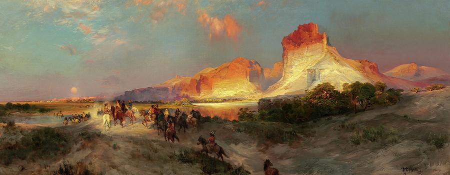 Green River Cliffs, Wyoming #10 Painting by Thomas Moran