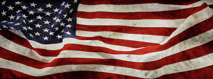 Grunge American flag #10 Photograph by Les Cunliffe