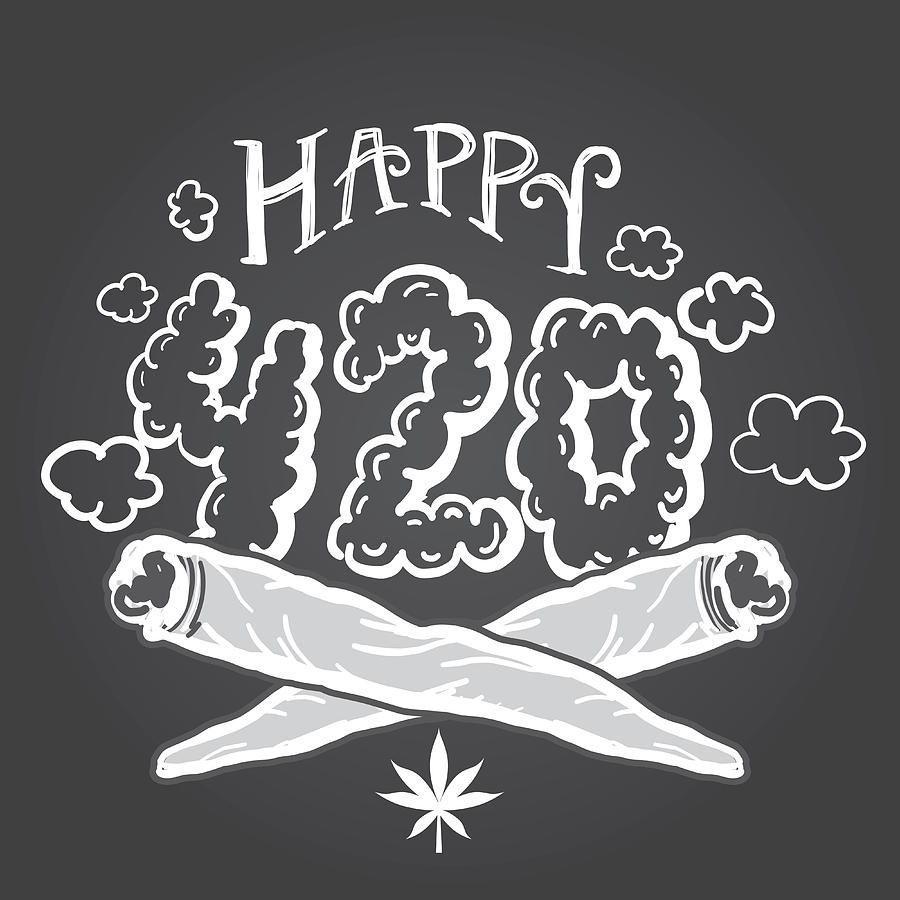 Happy 420 Marijuana Greeting design template with hand drawn elements #10 Drawing by JDawnInk