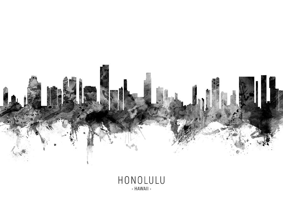 Honolulu Digital Art - Honolulu Hawaii Skyline #10 by Michael Tompsett