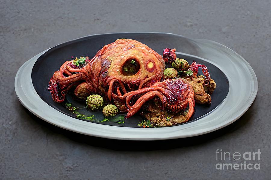 Horror food dish of Halloween dinner #10 Digital Art by Benny Marty