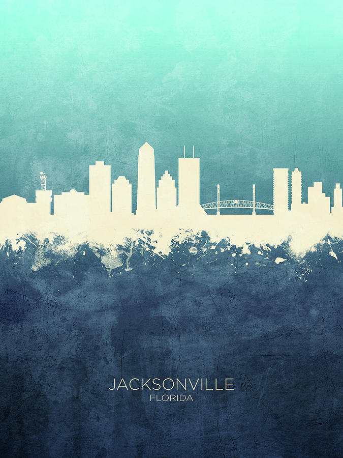 Jacksonville Digital Art - Jacksonville Florida Skyline #10 by Michael Tompsett