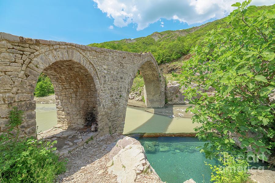 Kadiut Bridge historic stone bridge in Albania #10 Digital Art by Benny Marty