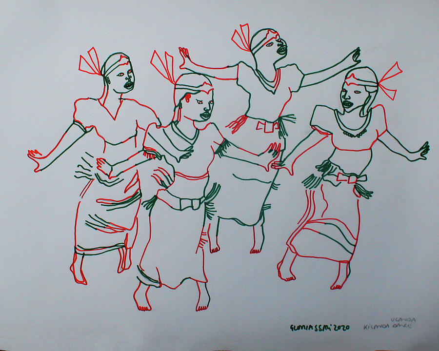 Kiganda Traditional Dance Uganda #10 Painting by Gloria Ssali
