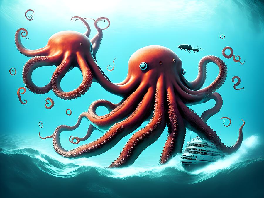 Kraken Octopus Generative Ai Illustration Digital Art By Miroslav