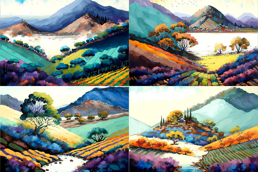 landscape  inspired  by  Yuko  Naama  watercolor by Asar Studios Digital Art