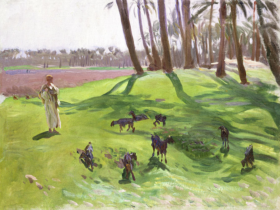 Landscape with Goatherd #11 Painting by John Singer Sargent