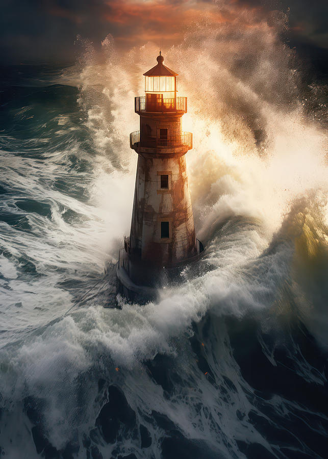 Lighthouse in storm #10 Photograph by Lauren Blessinger - Fine Art America