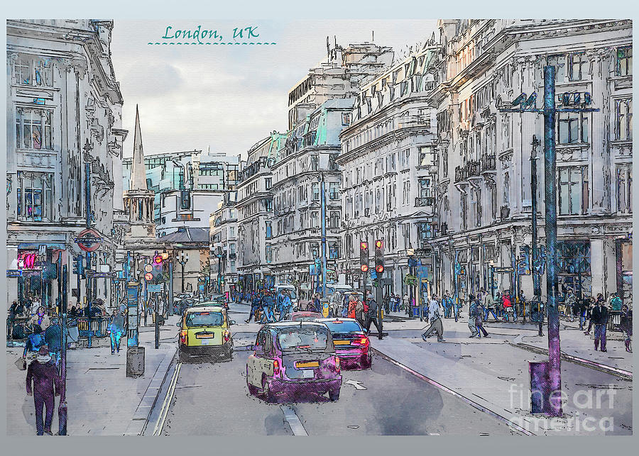 London sketch #10 Digital Art by Ariadna De Raadt