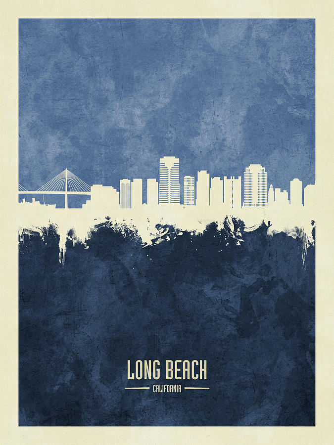 Long Beach California Skyline #10 Digital Art by Michael Tompsett