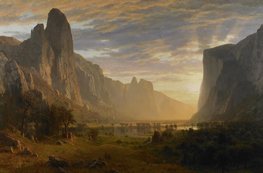 Albert Bierstadt  Painting - Looking Down Yosemite Valley, California, from 1865 by Albert Bierstadt