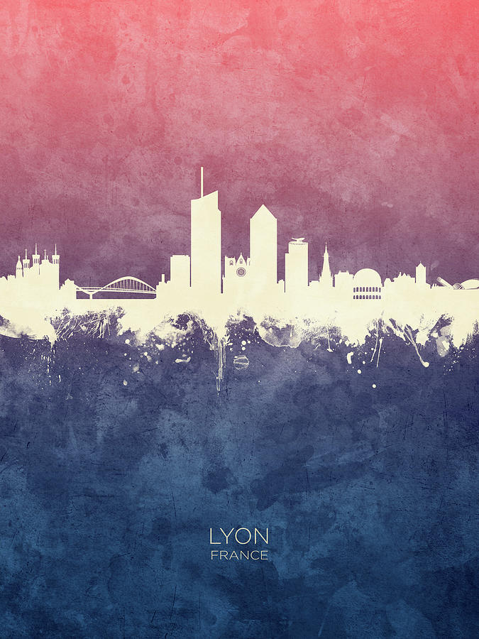 Skyline Digital Art - Lyon France Skyline #10 by Michael Tompsett