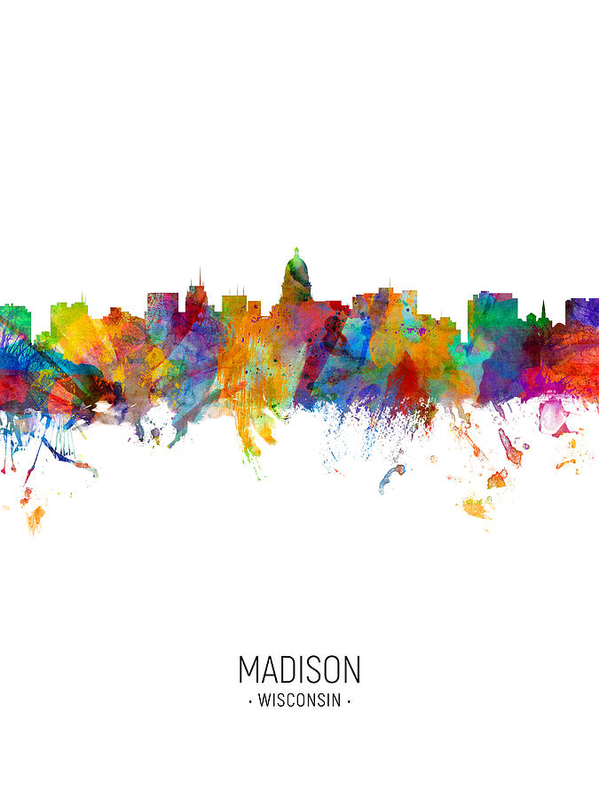 Madison Wisconsin Skyline #10 Digital Art by Michael Tompsett