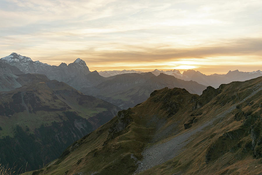 Majestic sunset scenery from the top of the Balmer Graetli region at ...