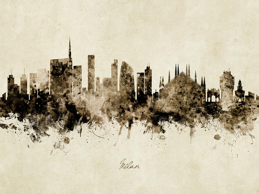 Milan Italy Skyline #10 Digital Art by Michael Tompsett