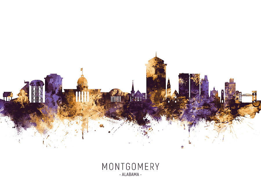 Montgomery Alabama Skyline #10 Digital Art by Michael Tompsett