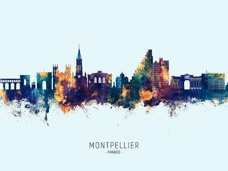 Montpellier France Skyline #10 Digital Art by Michael Tompsett