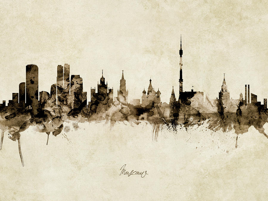 Moscow Digital Art - Moscow Russia Skyline #10 by Michael Tompsett