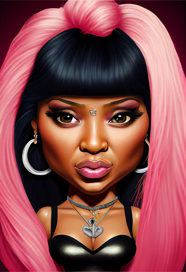 Nicki Minaj Caricature Mixed Media