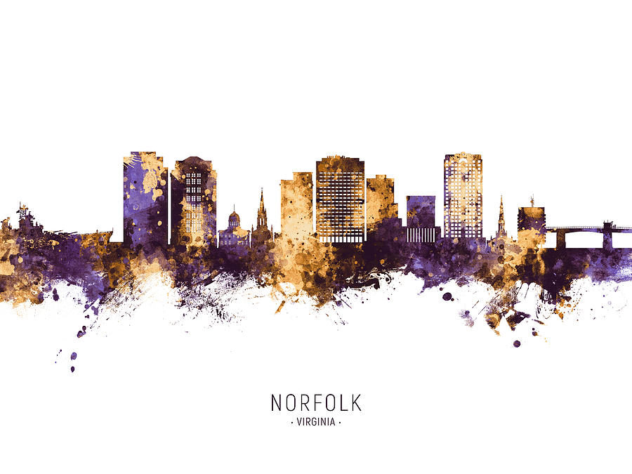 Norfolk Virginia Skyline #35 Digital Art by Michael Tompsett