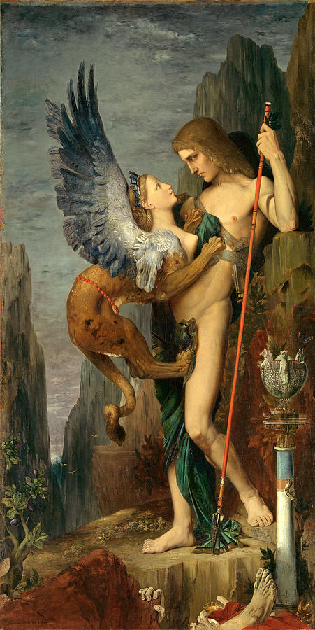 Oedipus and the Sphinx #10 Painting by Gustave Moreau