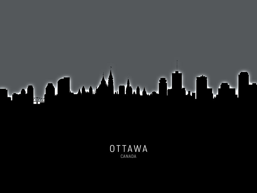 Skyline Digital Art - Ottawa Canada Skyline #10 by Michael Tompsett
