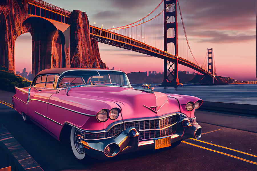 San Francisco Mixed Media - Pink Cadillac  #10 by Stephen Smith Galleries