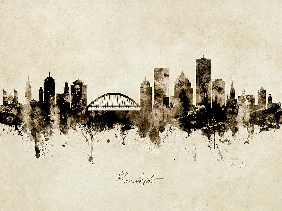 Rochester New York Skyline #10 Digital Art by Michael Tompsett