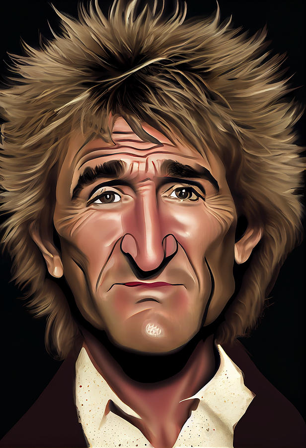 Rod Stewart Caricature Mixed Media by Stephen Smith Galleries - Fine ...