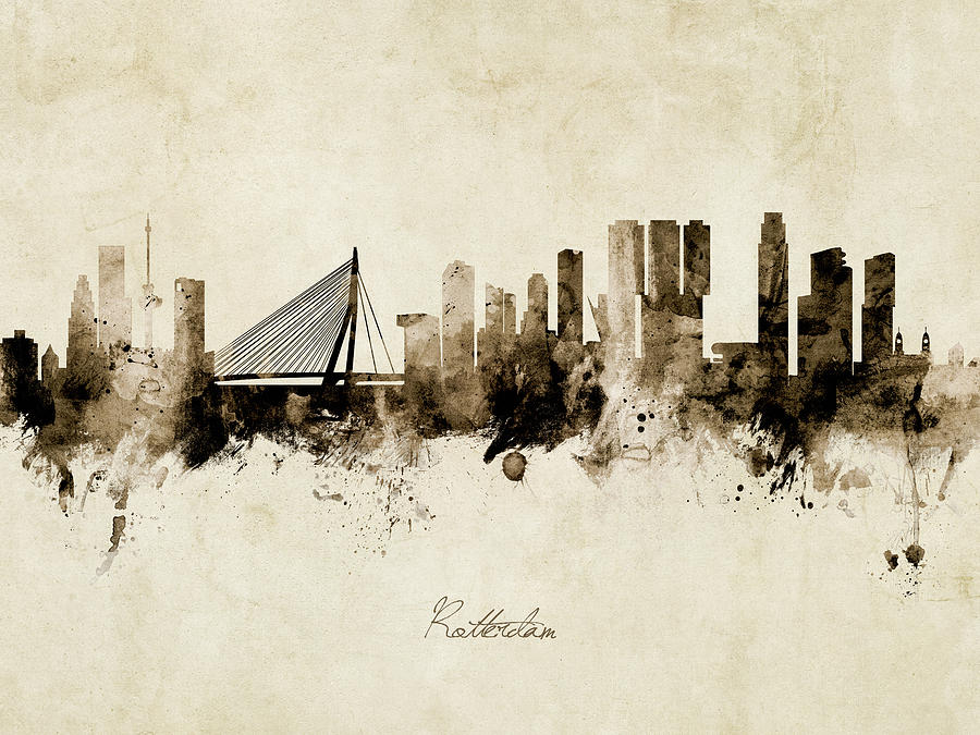 Rotterdam The Netherlands Skyline #10 Digital Art by Michael Tompsett