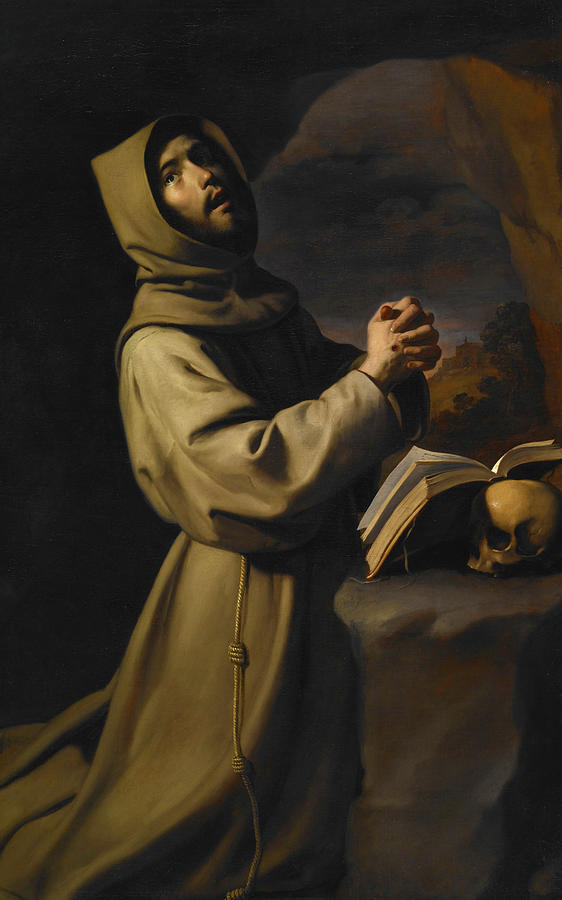 saint francis kneeling in meditation