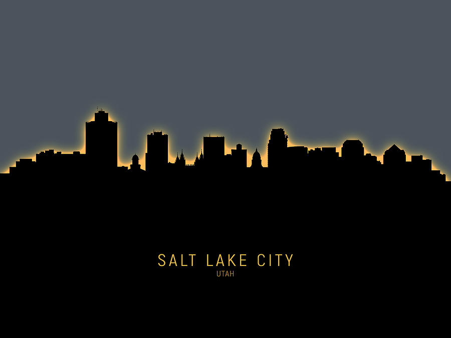 Salt Lake City Utah Skyline #10 Digital Art by Michael Tompsett