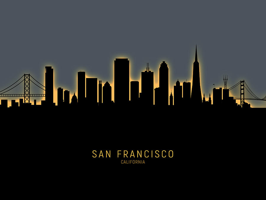 San Francisco California Skyline #10 Digital Art by Michael Tompsett