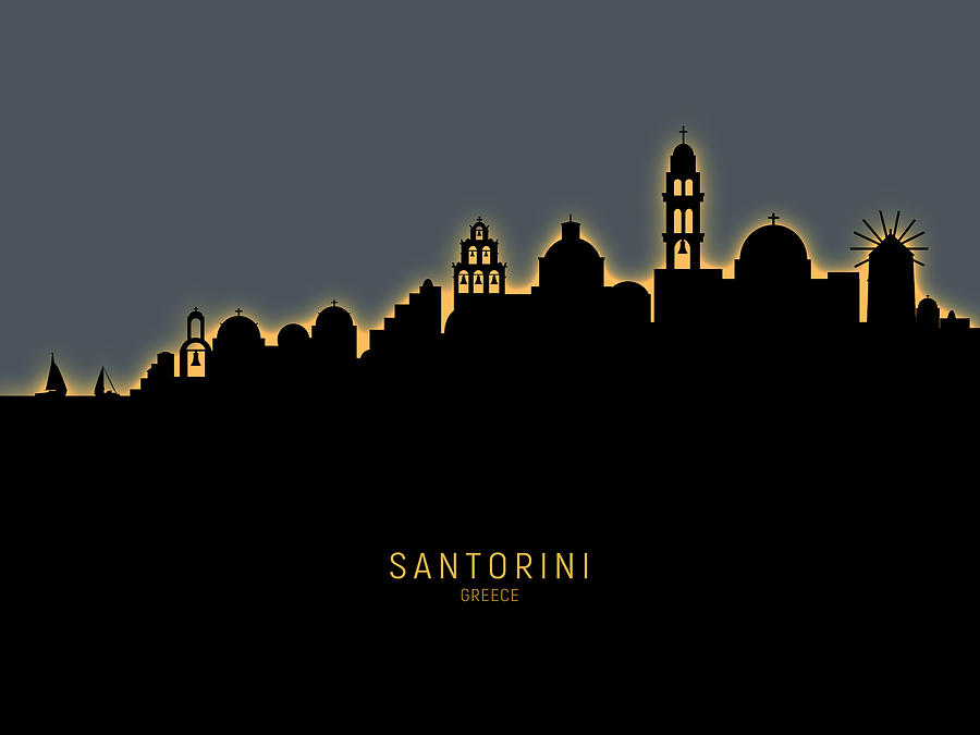 Skyline Digital Art - Santorini Skyline #10 by Michael Tompsett