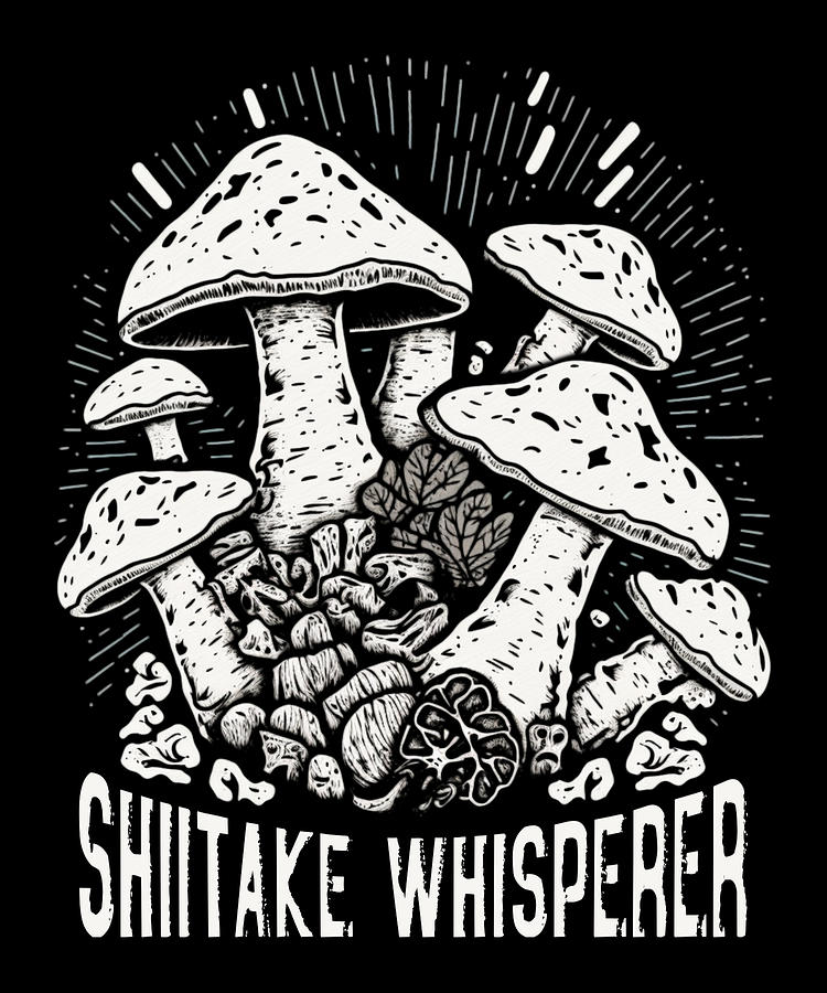 Mushroom Digital Art - Shiitake Mushroom Forest Fungi Shiitake Moral Vegan Umami #10 by Toms Tee Store