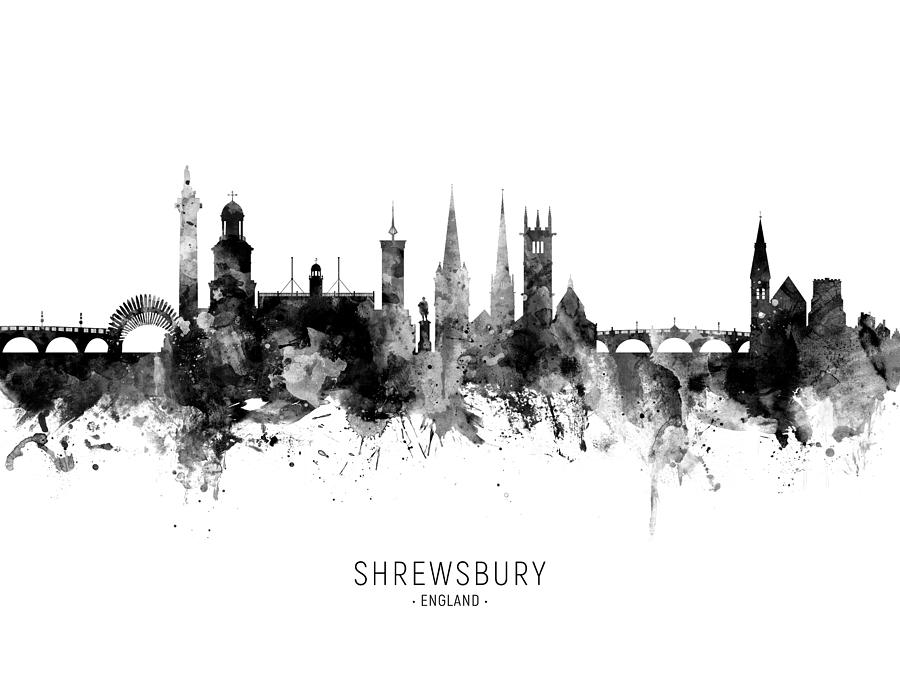 Shrewsbury England Skyline #10 Digital Art by Michael Tompsett