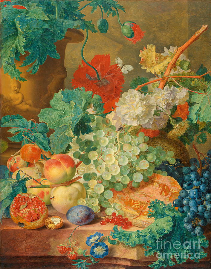 Still Life with Flowers and Fruit #10 Painting by Jan van Huysum