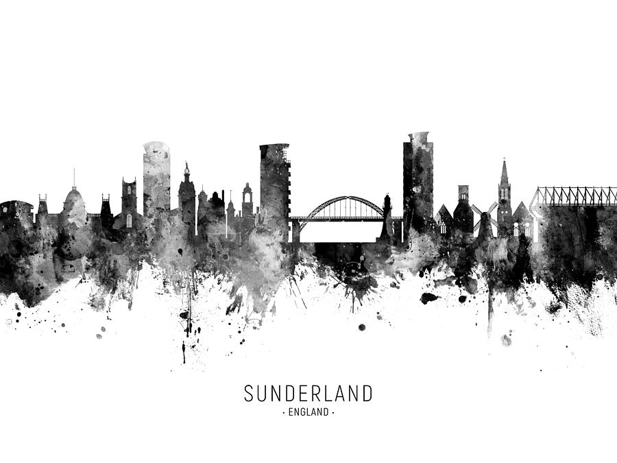 Sunderland England Skyline #10 Digital Art by Michael Tompsett Sunderland England Skyline #10 Digital Art by Michael Tompsett