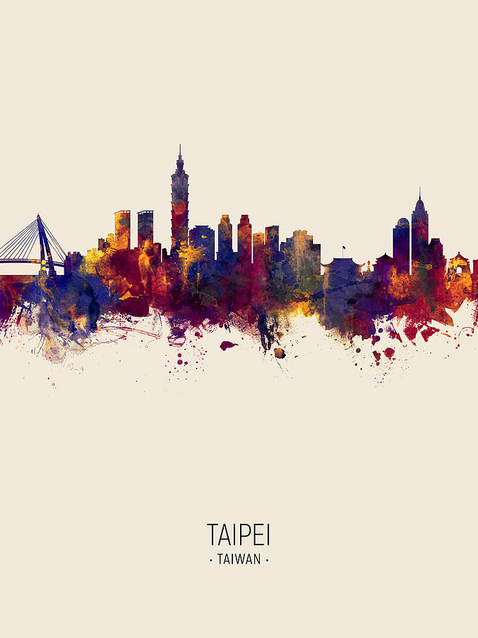 Taipei Taiwan Skyline #10 Digital Art by Michael Tompsett