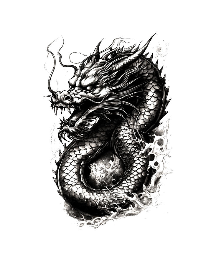 Tattoo Style Dragon #10 Mixed Media by World Art Collective