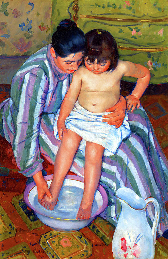 Mother Painting - The Childs Bath #10 by Jon Baran