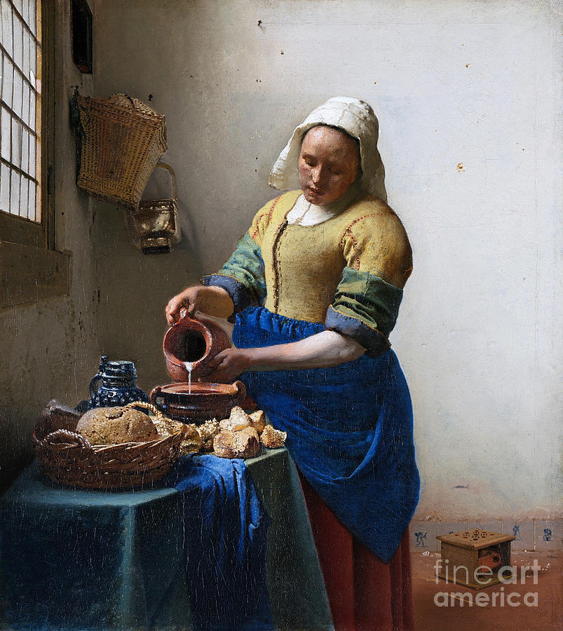 The Milkmaid #10 Painting by Johannes Vermeer