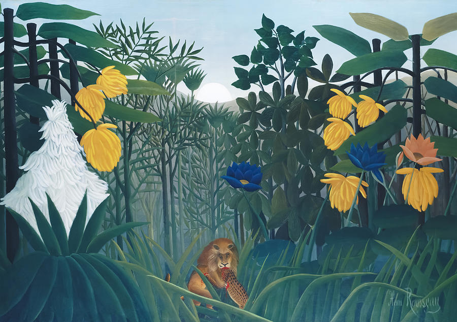 Henri Rousseau Painting - The Repast of the Lion by Henri Rousseau by Mango Art