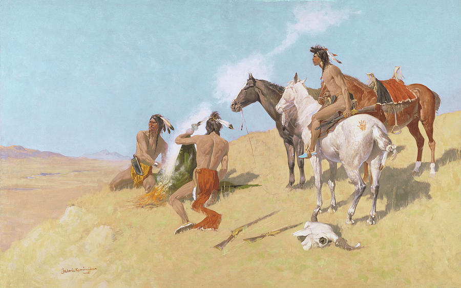 Frederic Remington Painting - The Smoke Signal by Frederic Remington by Mango Art