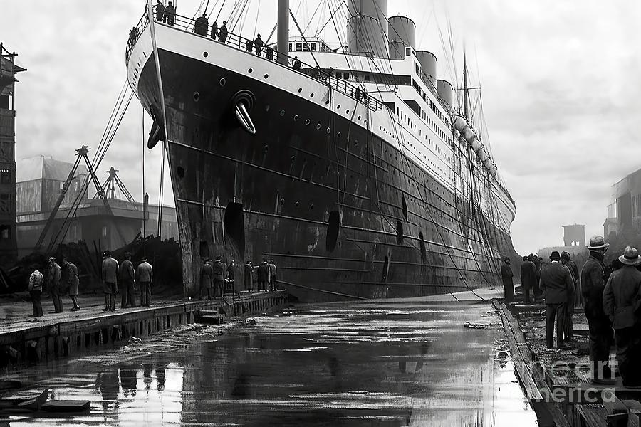 Titanic in construction site vintage photo #10 Digital Art by Benny Marty